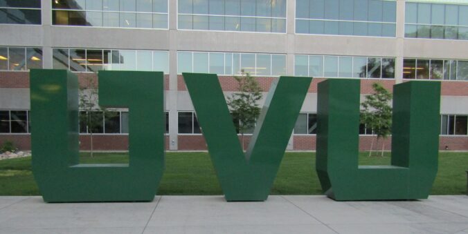 Photo of UVU letters on campus